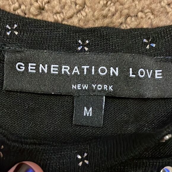 Generation Love Women’s Black Short-Sleeve Cold Shoulder Studded Top - Picture 6 of 7